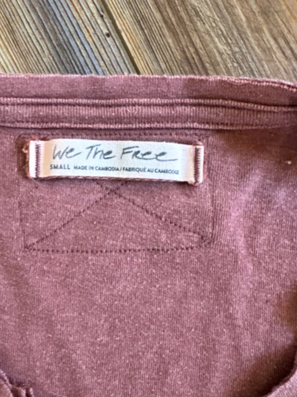 Free People We The Free Perfect Tee Mauve Raw Edge Cotton Size Small - Picture 2 of 5